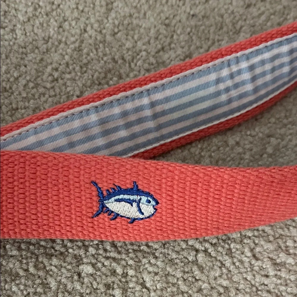 Southern Tide Coral and Brown Kids Belt